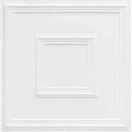 FROM PLAIN TO BEAUTIFUL IN HOURS Town Square Faux Tin/ PVC 24-in x 24-in 10-Pack White Matte Textured Ceiling Tile, 10PK 208wm-24x24-10